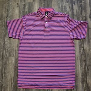 FootJoy FJ Golf Polo Athletic Shirt Collared Pink Striped Top Mens Size Medium